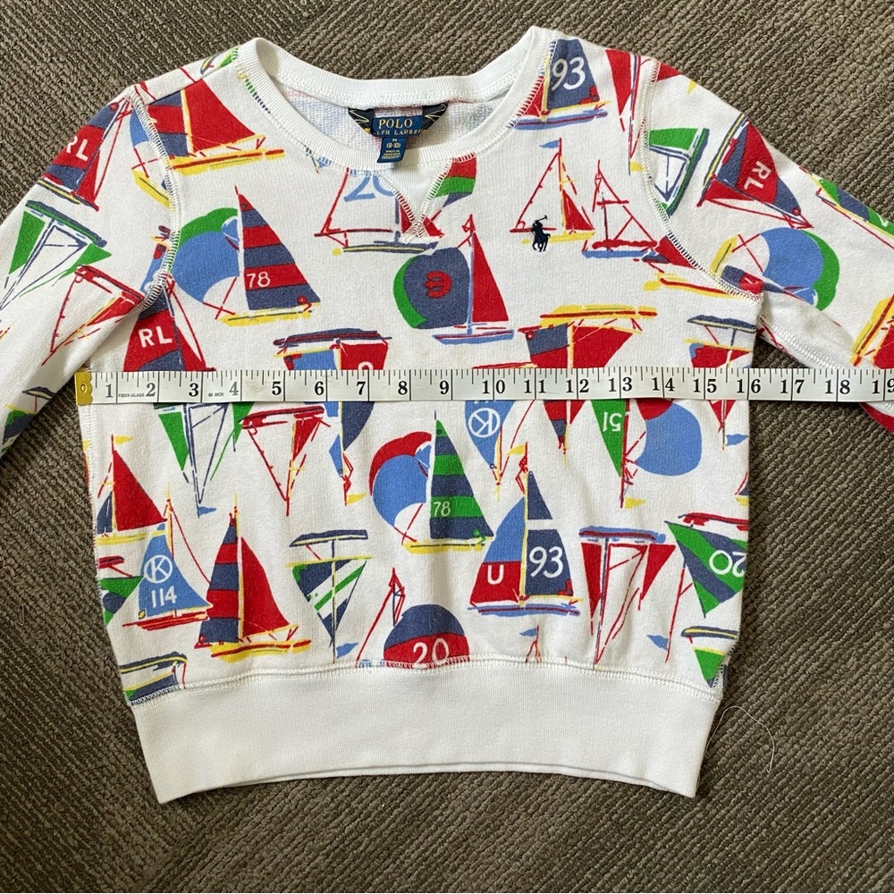 Polo by Ralph Lauren Kids (8-10) White Sweater with Colorful Sailboat Print - Picture 5 of 8